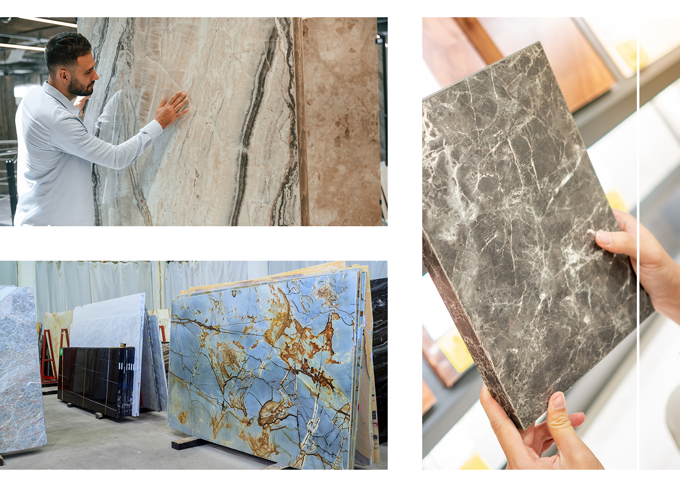 A collage of different types of marble